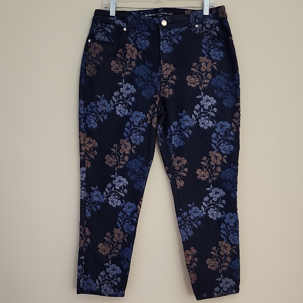 Chico's Floral Girlfriend Slim Leg Ankle Jeans Size 2.5 (Ladies 14)